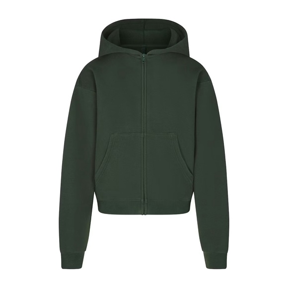 SKIMS Tops - NWT SKIMS CLASSIC ZIP UP HOODIE in SPRUCE Medium